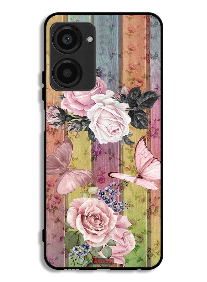Tolwak Realme 10 Pro Protective Case Cover Peach Butterflies And Roses - Image 1
