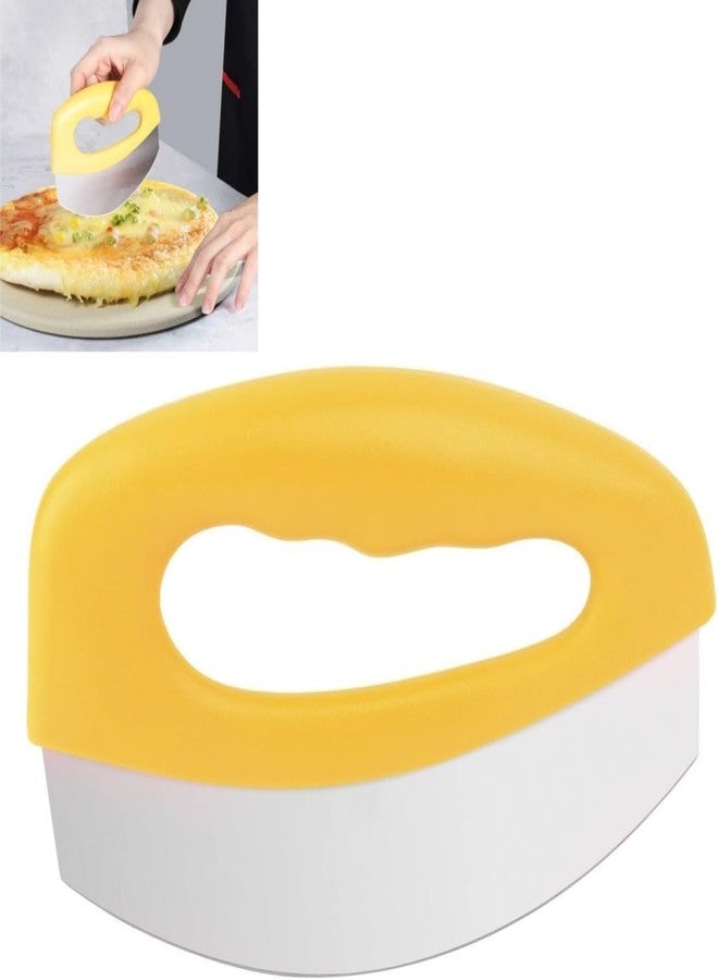 Senvasfa Mezzaluna Mincing Chopper Easy Grip Pizza Cutter and Salad Chopper, Quick Rocking n Chopping Meat, Herbs and Salads,Yellow - Image 1
