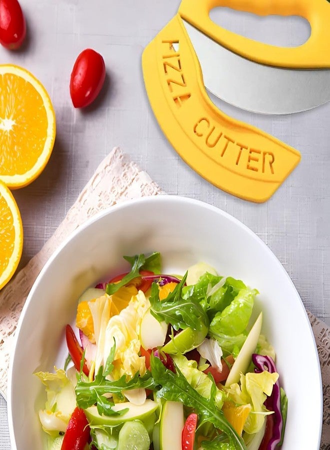Senvasfa Mezzaluna Mincing Chopper Easy Grip Pizza Cutter and Salad Chopper, Quick Rocking n Chopping Meat, Herbs and Salads,Yellow - Image 5