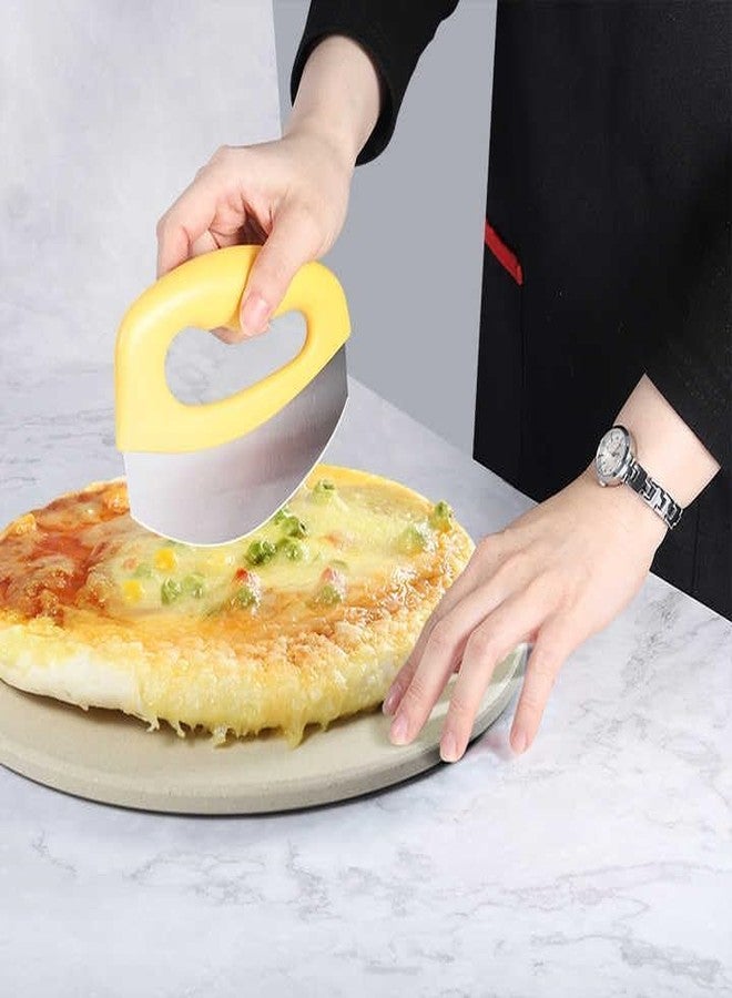 Senvasfa Mezzaluna Mincing Chopper Easy Grip Pizza Cutter and Salad Chopper, Quick Rocking n Chopping Meat, Herbs and Salads,Yellow - Image 2