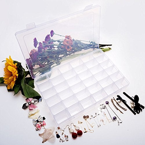 Gospire 36 Grids Clear Plastic Jewelry Box Organizer Storage Container with Removable Dividers (36 Grids - Clear) - Image 5