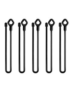 Excefore 5PCS 18-Inch Silicone Cable Tie with Holes, Reusable Steel-Core Silicone Twist Ties,Bundling and Holding Cord Tie for Indoor and Outdoor Use, Black  - Image 1