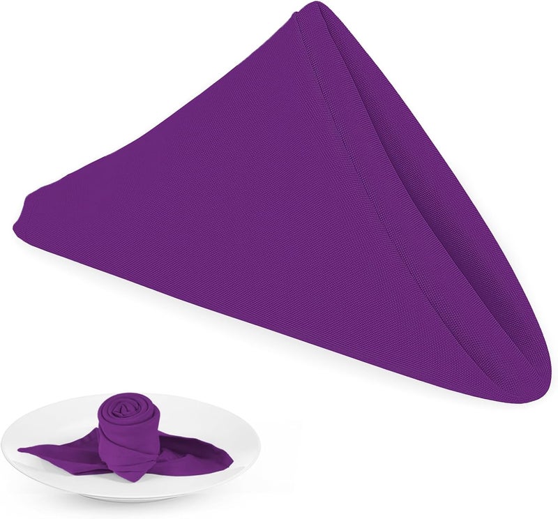 PLOYMONO Eggplant Heavy Duty Cloth Napkins - 17 x 17 Inch Solid Washable Polyester Dinner Napkins - Set of 8 Napkins with Hemmed Edges - Great for Weddings, Parties, Banquets Dinner & More - Image 1