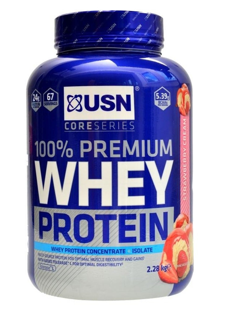 USN 100% Premium Whey Protein 2.28 Kg Strawberry Cream - Image 1