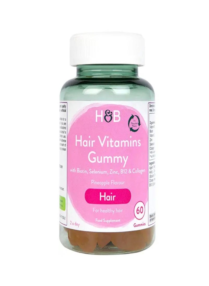 H&B Holland And Barrett Hair ( Biotin, Selenium, Zinc, Collagen) 60 Gummies 
