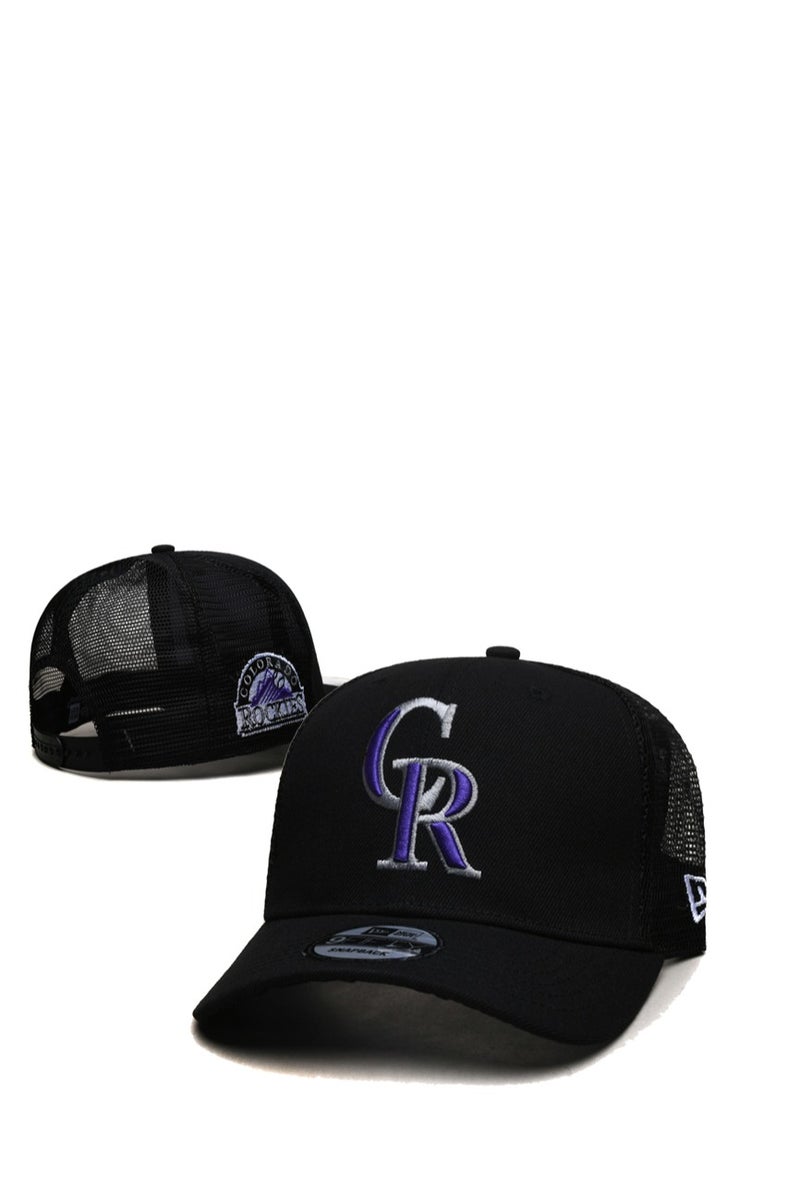 Street - Style Mesh Cap, Rockies' Purple - Silver “CR” Embroidery, Cool Black Design
