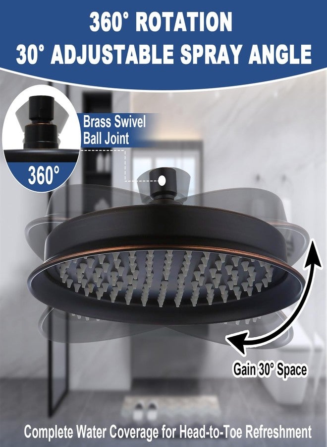 Drettyer Oil Rubbed Bronze Antique Shower Head Replacement, 9 Inch Round Rain Rainfall Showerhead Made of 304 Stainless Steel Vintage High Pressure Waterfall Shower Heads with Silicone Nozzle - Image 3