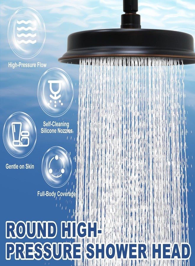 Drettyer Oil Rubbed Bronze Antique Shower Head Replacement, 9 Inch Round Rain Rainfall Showerhead Made of 304 Stainless Steel Vintage High Pressure Waterfall Shower Heads with Silicone Nozzle - Image 2