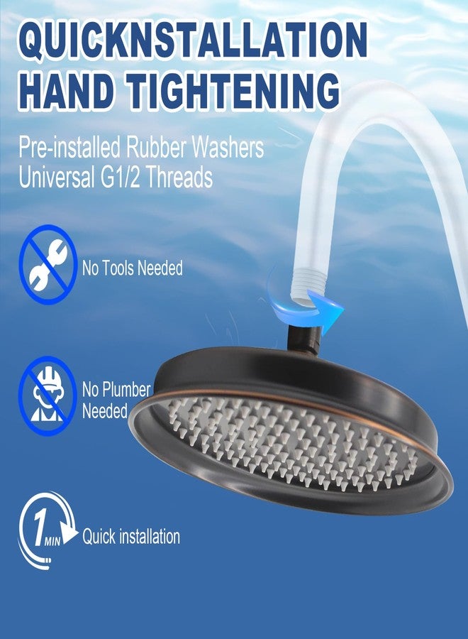 Drettyer Oil Rubbed Bronze Antique Shower Head Replacement, 9 Inch Round Rain Rainfall Showerhead Made of 304 Stainless Steel Vintage High Pressure Waterfall Shower Heads with Silicone Nozzle - Image 5