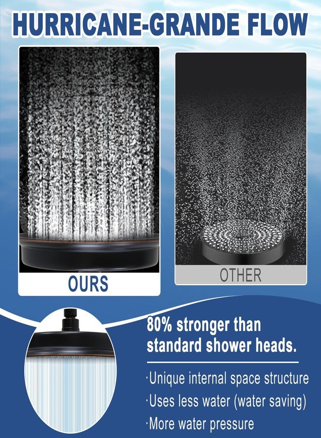 Drettyer Oil Rubbed Bronze Antique Shower Head Replacement, 9 Inch Round Rain Rainfall Showerhead Made of 304 Stainless Steel Vintage High Pressure Waterfall Shower Heads with Silicone Nozzle - Image 4