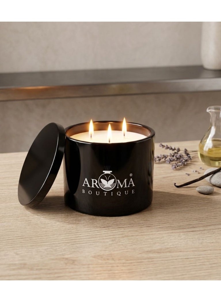Aroma A Luxurious Scented Candle In  A Charming  Elegant Black Color With Three Wicks - Image 1