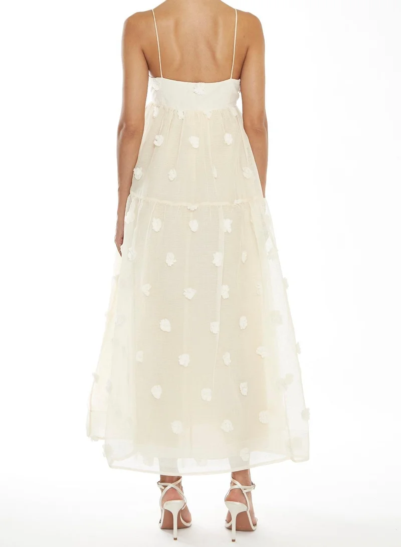 True Decadence Tiffany Natural Dobby-Spot Empire Line Midaxi Cami Dress