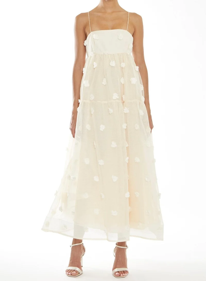 True Decadence Tiffany Natural Dobby-Spot Empire Line Midaxi Cami Dress
