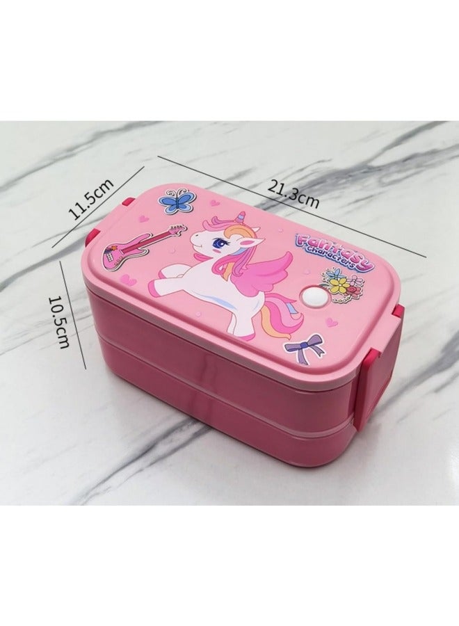GGEROU Lunch box for kids, Stainless Steel Bento Box Adult Child 2 Layer 3 Lattice Lunch box Sealed Fresh Keeping Box Can Keep Food Warm By Flour Sugar Storage Containers Pink - Image 2