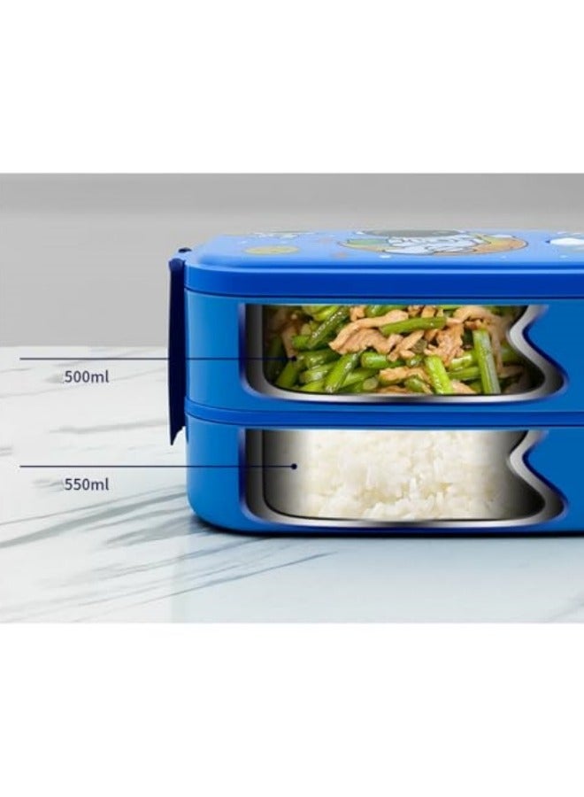 GGEROU Lunch box for kids, Stainless Steel Bento Box Adult Child 2 Layer 3 Lattice Lunch box Sealed Fresh Keeping Box Can Keep Food Warm By Flour Sugar Storage Containers Pink - Image 4