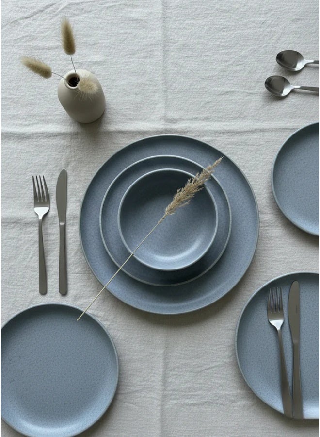Home Pro Azure Stone 24-Piece Premium Porcelain Dinnerware Set / Elegant Blue Granite-Finish Service for 6 / Modern Ceramic Set with Plates and Bowls - Image 2