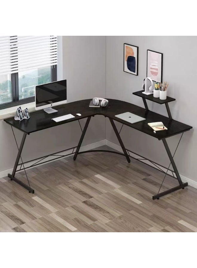 POWER L Shaped Computer Desk 130x74x71cm Double Workstation, Reversible Corner Desk with Storage Shelves, Home Office Gaming Desk for Study Writing PC Workstation - Image 4