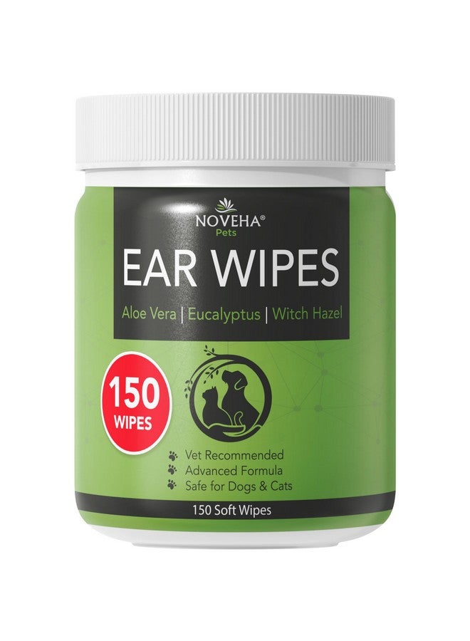 NOVEHA Pet Ear Wipes  Dog Ear Cleaner Wipes, Otic Cleanser For Dogs & Cats  Stop Ear Itching With Aloe Vera, Eucalyptus And Witch Hazel For Odor Control, Dirt And Wax Removal, Unscented (150 Count) - Image 1