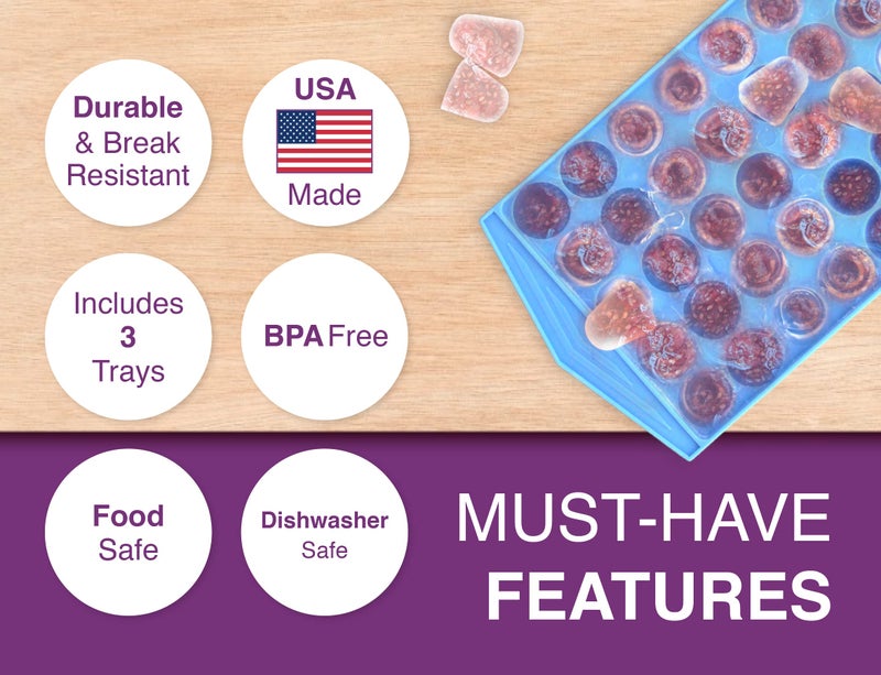 Arrow Home Products Arrow Mini Ice Cube Trays, 3pk - Durable, Break-Resistant Ice Trays for Freezer - BPA-Free Ice Cube Trays Smaller Cubes Great for Sports Bottles, Blenders, Cocktails and More - 60 Mini Cubes/Ice Tray - Image 3