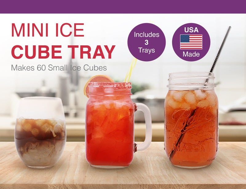 Arrow Home Products Arrow Mini Ice Cube Trays, 3pk - Durable, Break-Resistant Ice Trays for Freezer - BPA-Free Ice Cube Trays Smaller Cubes Great for Sports Bottles, Blenders, Cocktails and More - 60 Mini Cubes/Ice Tray - Image 2