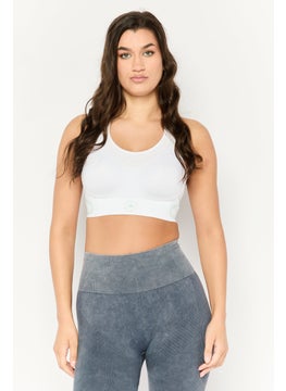 adidas By Stella McCartney Women Padded Brand Logo Sport Bra, White  - Image 1