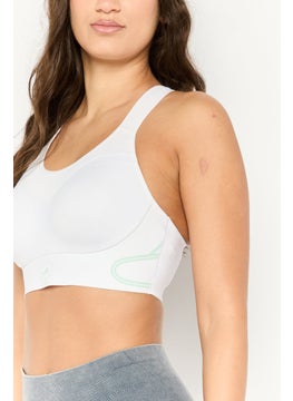 adidas By Stella McCartney Women Padded Brand Logo Sport Bra, White  - Image 3