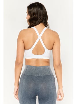 adidas By Stella McCartney Women Padded Brand Logo Sport Bra, White  - Image 4