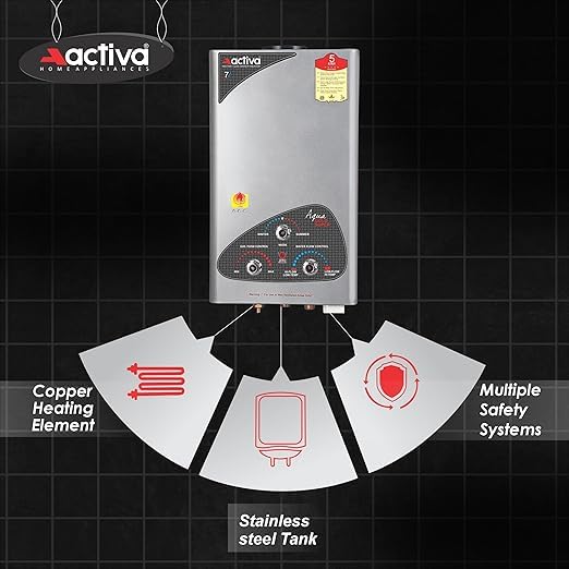 ACTIVA Instant Aqua Gold LPG Gas Water Heater with Pure Copper Tank, Anti Rust Coating Geyser Saves Your GESYER from Corrosion by Water (Silver Metallic) 1 Year Warranty - Image 3