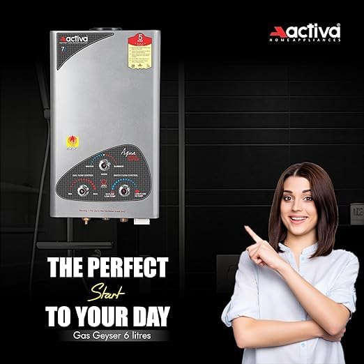 ACTIVA Instant Aqua Gold LPG Gas Water Heater with Pure Copper Tank, Anti Rust Coating Geyser Saves Your GESYER from Corrosion by Water (Silver Metallic) 1 Year Warranty - Image 2