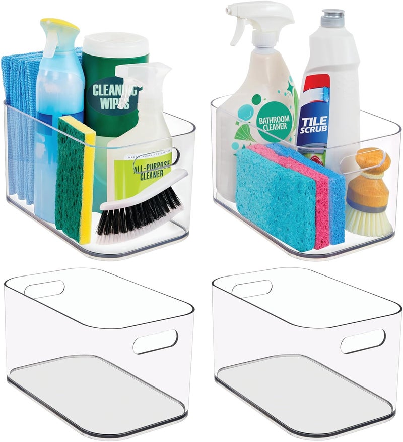 STORi Bliss 10" x 6" Open Clear Pantry Organizer Bin, Set of 4, Plastic Containers with Handle for Kitchen, Fridge, Cabinet, Closet, Bathroom, Undersink Storage Made in USA - Image 1