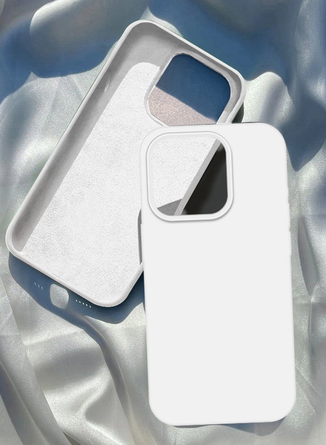 CATANES iPhone 15 Pro Max Case Silicone Case Full Body Protective Cover Shockproof Slim Phone Case Anti-Scratch Soft Microfiber Lining White - Image 1