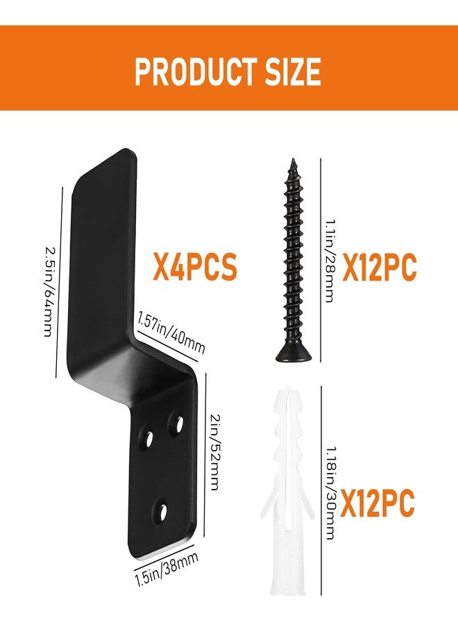 Xingwenhao أقواس تثبيت أبواب Xingwenhao 2x4، 4 قطع، أقواس تثبيت أبواب أمان قابلة للفتح، أقواس تثبيت أبواب أمان شديدة التحمل على شكل حرف Z باللون الأسود، تناسب ألواح 2x4، للمنازل، الحظائر، البوابات، السقائف، والجراجات - Image 2