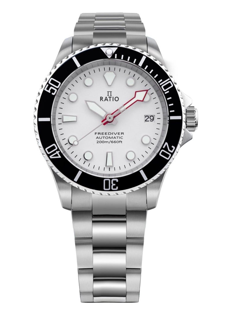 Ratio FreeDiver Sapphire Stainless Steel White Dial Automatic RTF047 200M Men's Watch - Image 1