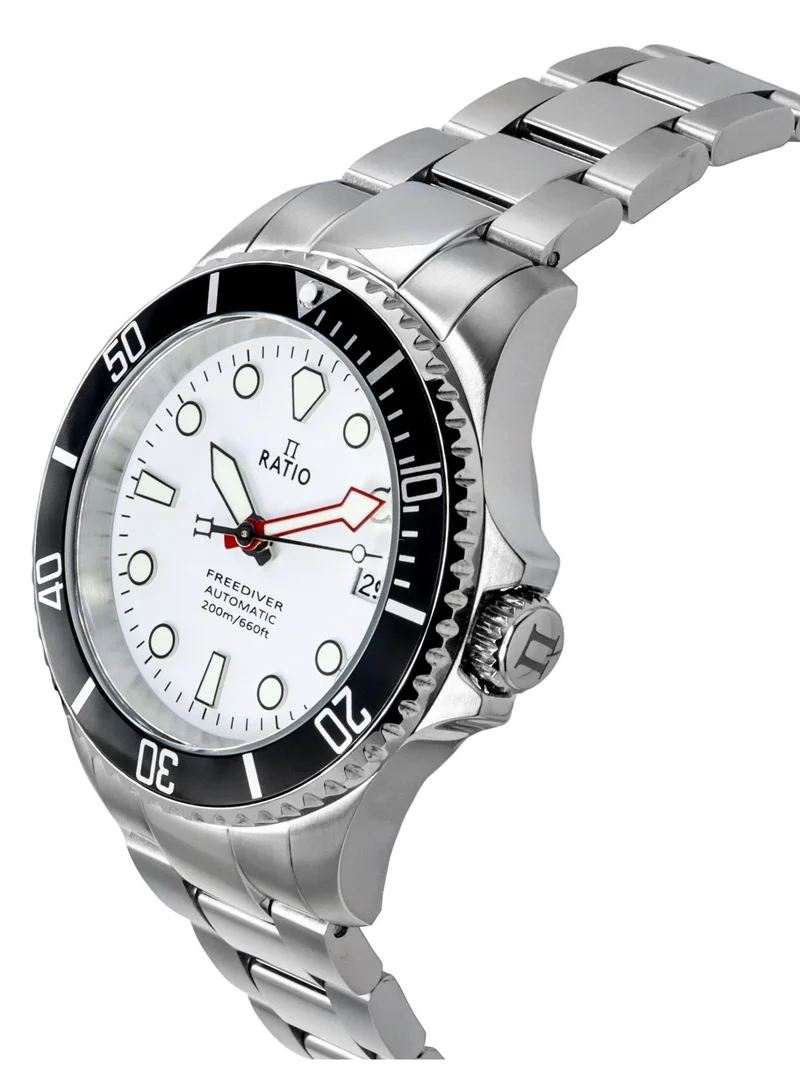 RATIO  Ratio FreeDiver Sapphire Stainless Steel White Dial Automatic RTF047 200M Men's Watch for Men | Best Price UAE