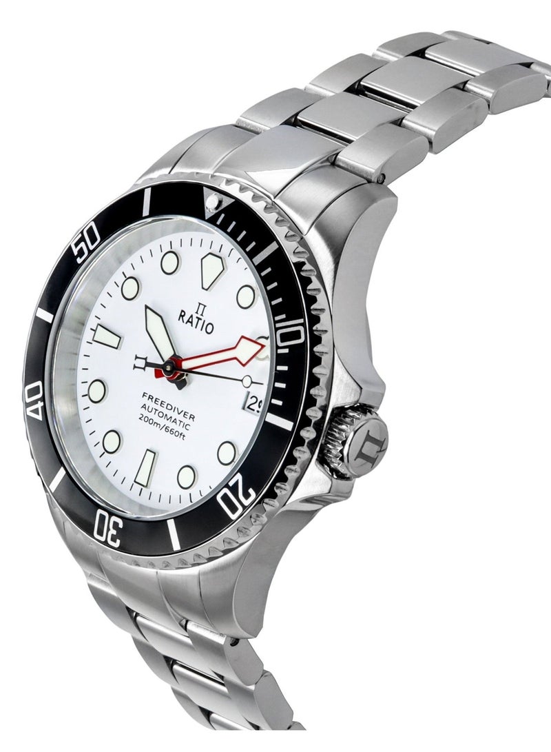 Ratio FreeDiver Sapphire Stainless Steel White Dial Automatic RTF047 200M Men's Watch - Image 3