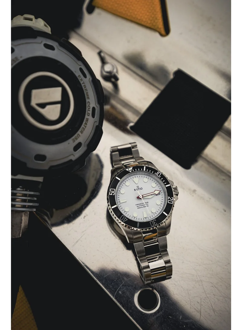 RATIO  Ratio FreeDiver Sapphire Stainless Steel White Dial Automatic RTF047 200M Men's Watch for Men | Best Price UAE