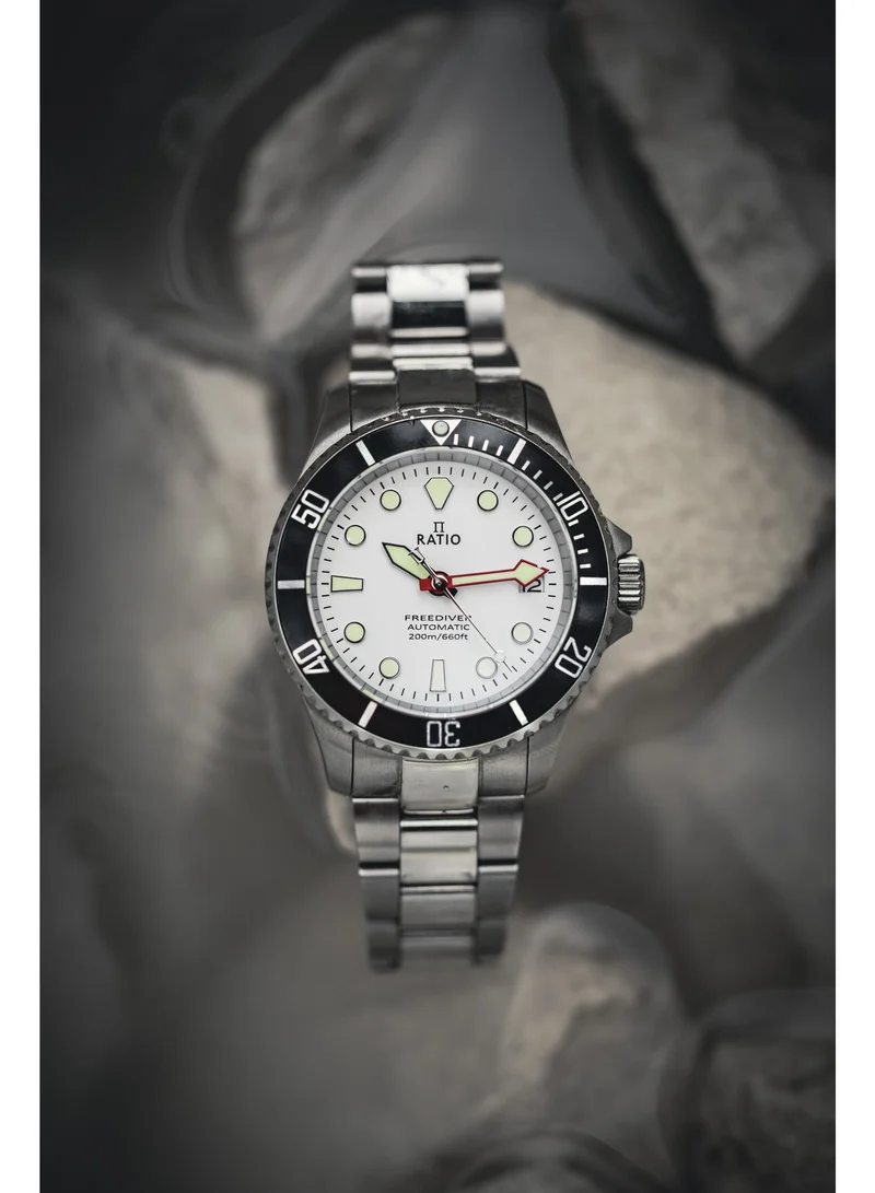 RATIO  Ratio FreeDiver Sapphire Stainless Steel White Dial Automatic RTF047 200M Men's Watch for Men | Best Price UAE