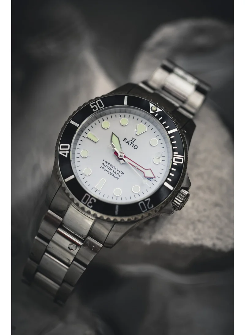 RATIO  Ratio FreeDiver Sapphire Stainless Steel White Dial Automatic RTF047 200M Men's Watch for Men | Best Price UAE