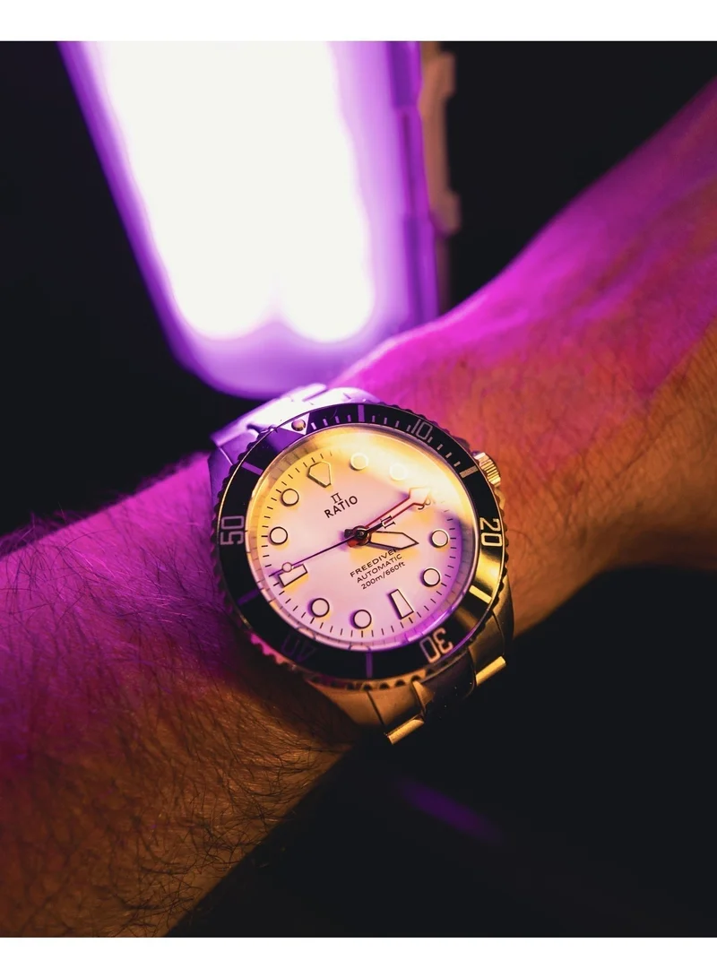 RATIO  Ratio FreeDiver Sapphire Stainless Steel White Dial Automatic RTF047 200M Men's Watch for Men | Best Price UAE