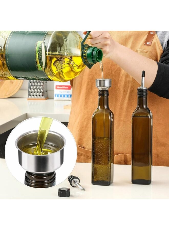 17oz Glass Olive Oil Bottle Dispenser - 500ml Green Oil and Vinegar Cruet with Pourers and Funnel - Carafe Decanter for Kitchen - Image 4