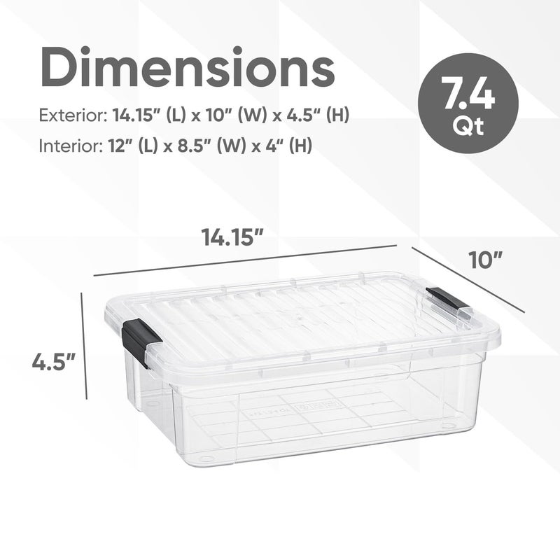 Superio 7.4 Quart Clear Plastic Storage Bin with Lid, Non-Toxic, BPA Free, Odor Free, Organizer Storage Box, Stackable Plastic Tote for Home, Garage, School, and Office - Image 2