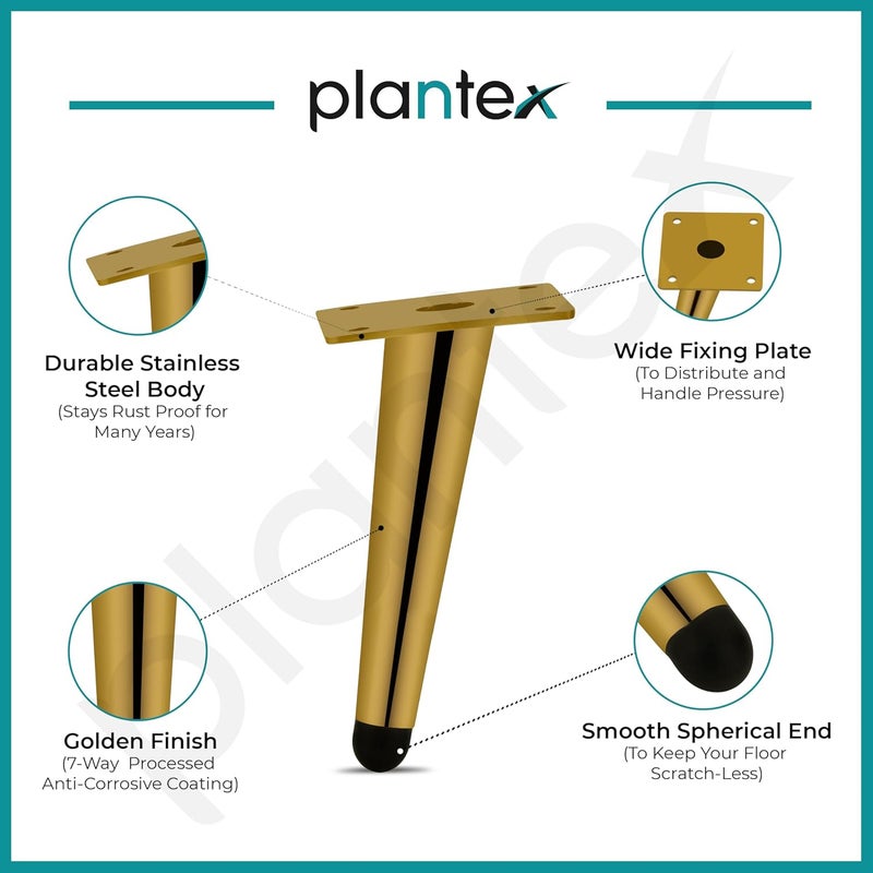 Plantex Heavy Duty Stainless Steel 6 inch Sofa LegBed Furniture Leg Pair for HomeFurniture Sofa Legs for TableSofa Support LegsSofa Furniture Leg Gold Set of 4 Pcs - Image 4