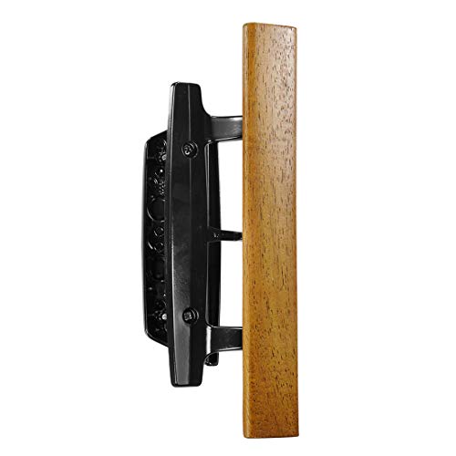 HauSun Mortise Style Reversible Sliding Patio Door Handle Set with Oak Wood Interior Handle and Exterior Pull in White Diecast Finish Fits 3-15/16” Screw Hole Spacing, Non-keyed with Latch Locks (Black) - Image 5