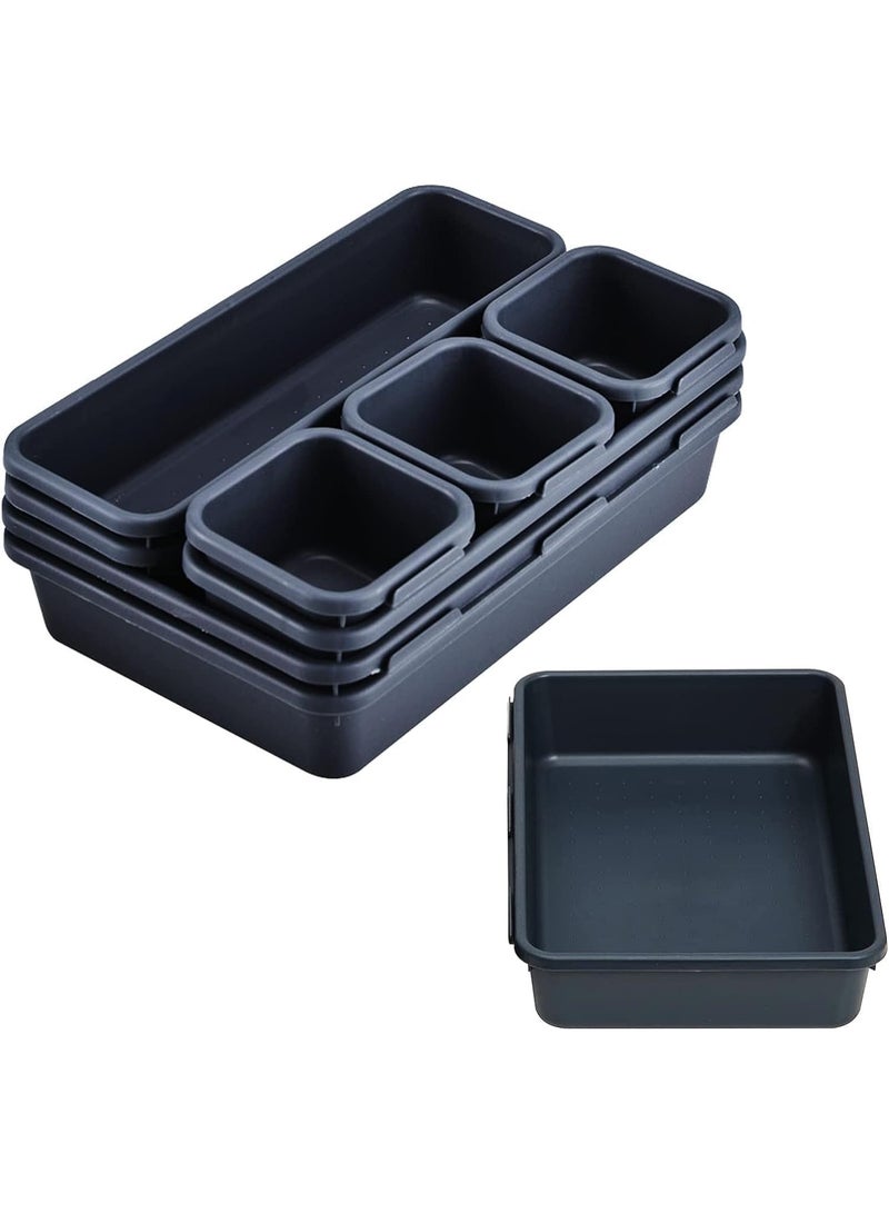 8pc صناديق الإيداع صناديق الأدراج مقسم، 3 حجم صناديق الإيداع من الأدراج البلاستيكية، مكتب المطبخ صناديق الإيداع من الأدراج المكياج، مكتب صناديق الأدراج صناديق الإيداع فوضوية. - Image 1