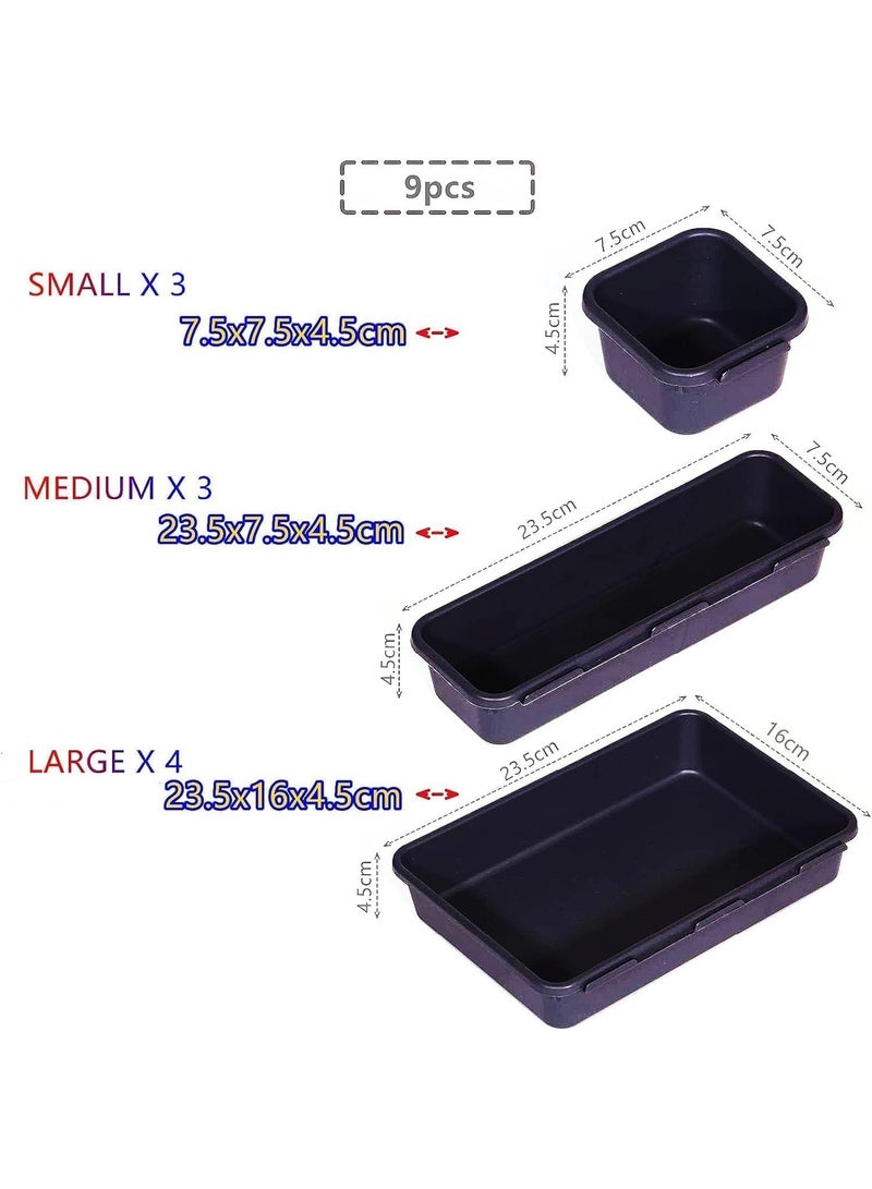 8pc صناديق الإيداع صناديق الأدراج مقسم، 3 حجم صناديق الإيداع من الأدراج البلاستيكية، مكتب المطبخ صناديق الإيداع من الأدراج المكياج، مكتب صناديق الأدراج صناديق الإيداع فوضوية. - Image 3