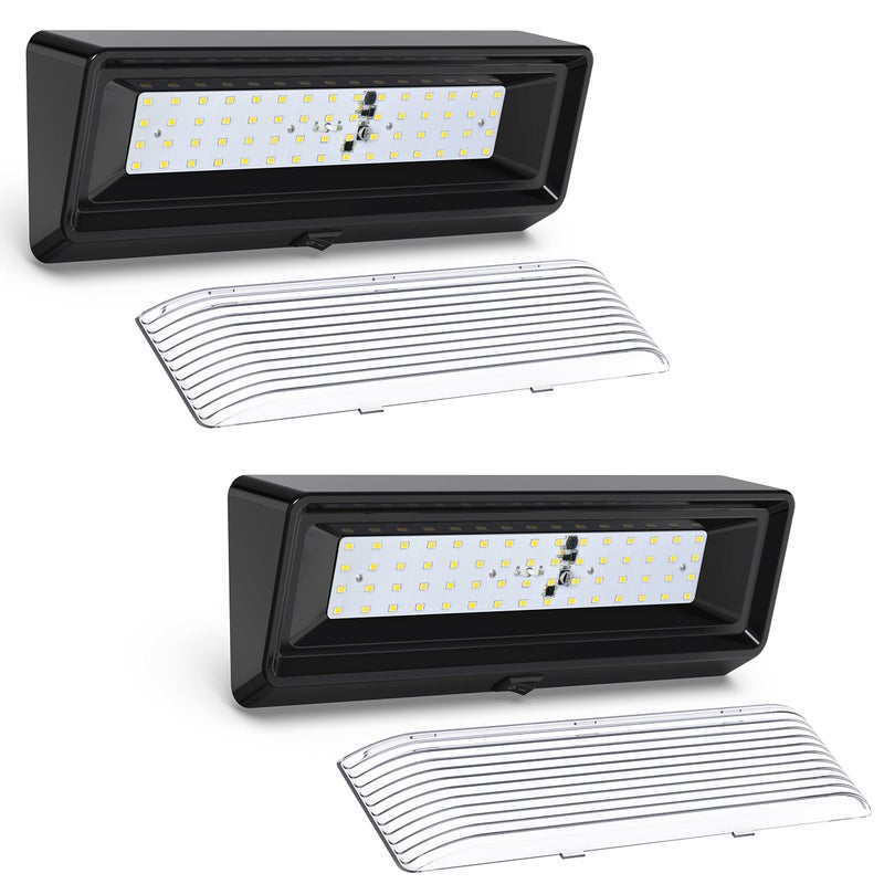 Leisure LED RV Exterior Porch Utility Light with Switch XL 12v 650 Lumen Lighting Fixture Replacement Lighting for RVs Trailers Campers 5th Wheels Black Base Clear Lens Black 2Pack
