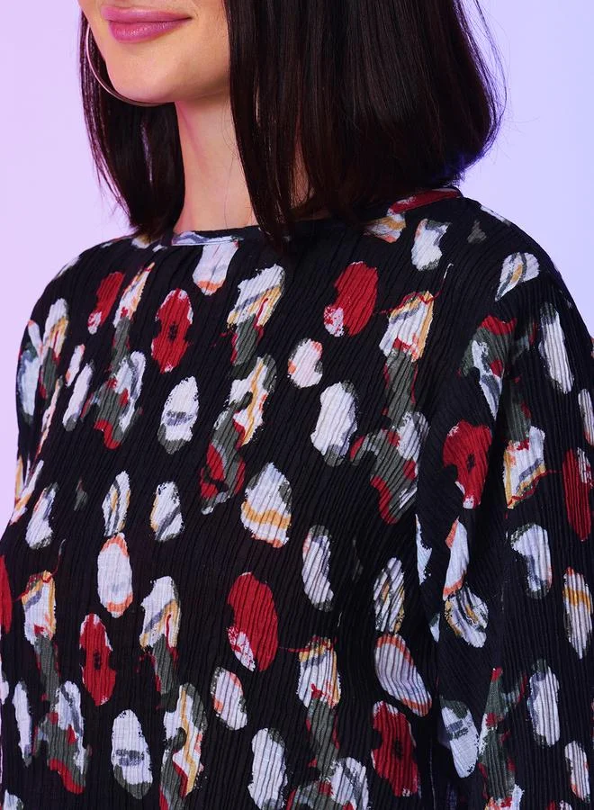 globus Printed Round Neck Long Sleeves Top