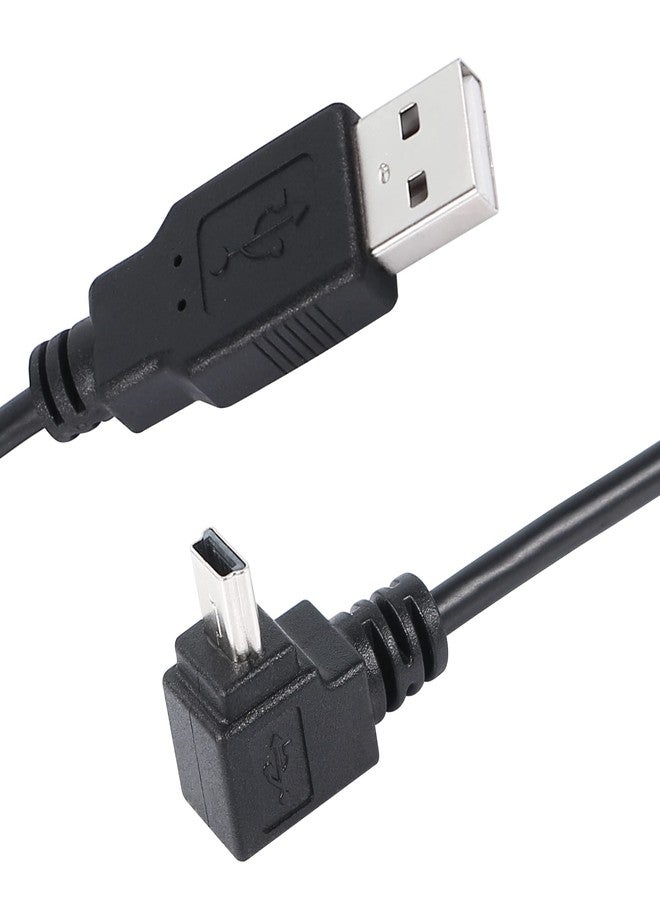 CERRXIAN Dash Cam Power Cord, 9.8FT 90 Degree Mini USB Cable, Angle Mini USB B Male to USB A 2.0 Male Data Sync and Charging Cable for Garmin Nuvi GPS,Canon,Dash Cam (3m, Black Up Angle) - Image 1