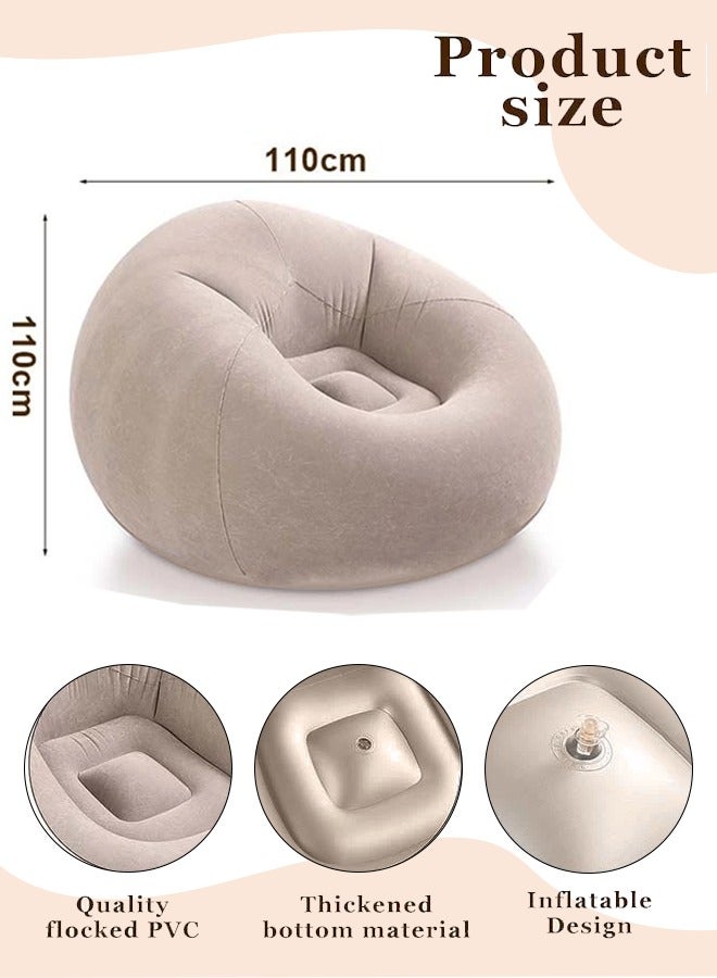 Generic New convenient inflatable sofa Flocking inflatable lazy ball sofa small household single sofa leisure entertainment stool folding outdoor leisure sofa bed send inflatable pump  - Image 2