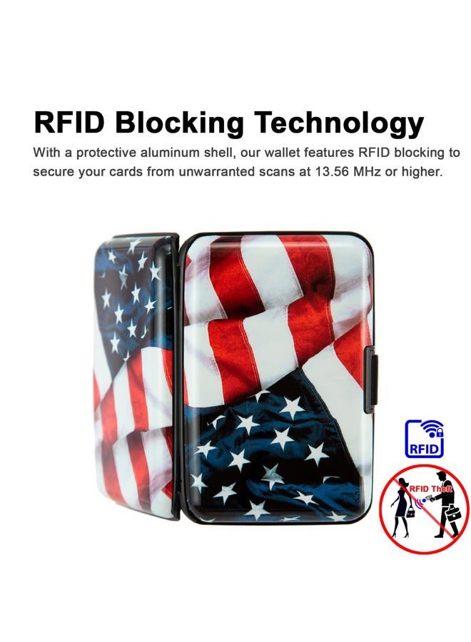 Kaabao RFID Blocking Small Metal Credit Card Holder Wallet for Women Men Business Aluminum Protector Sleeves Slim Mini Cards Case (USA American Flag) - Image 3